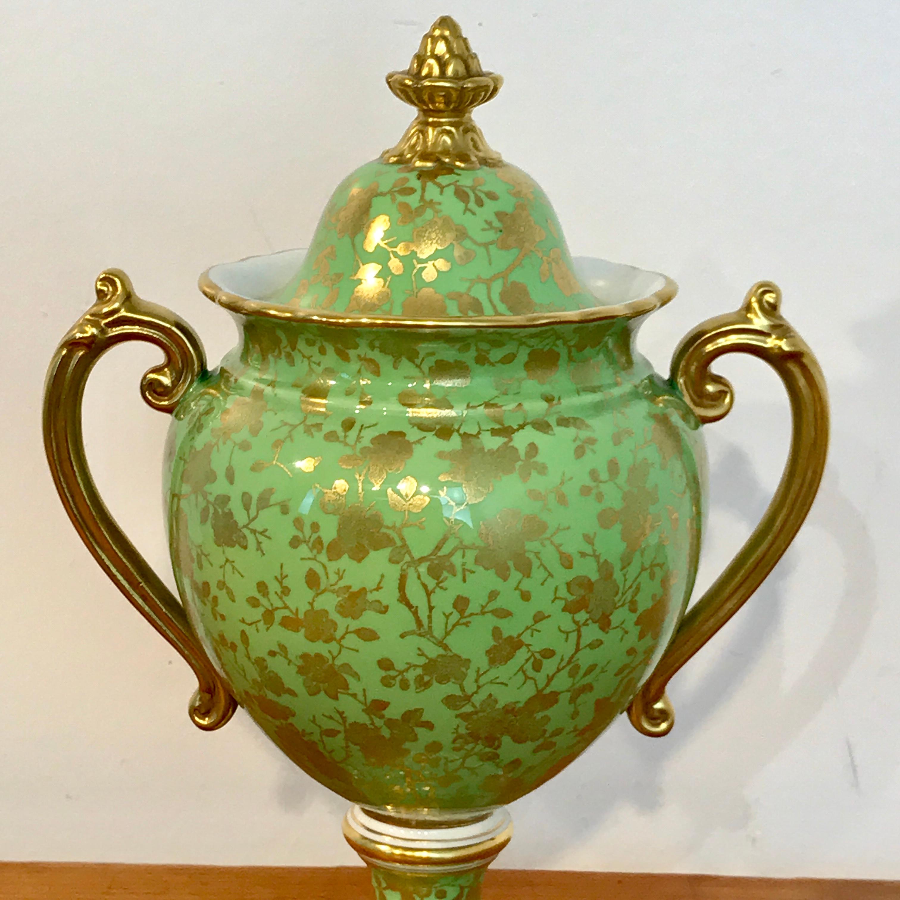 Late Victorian Coalport Covered Gilt Decorated Covered Urn