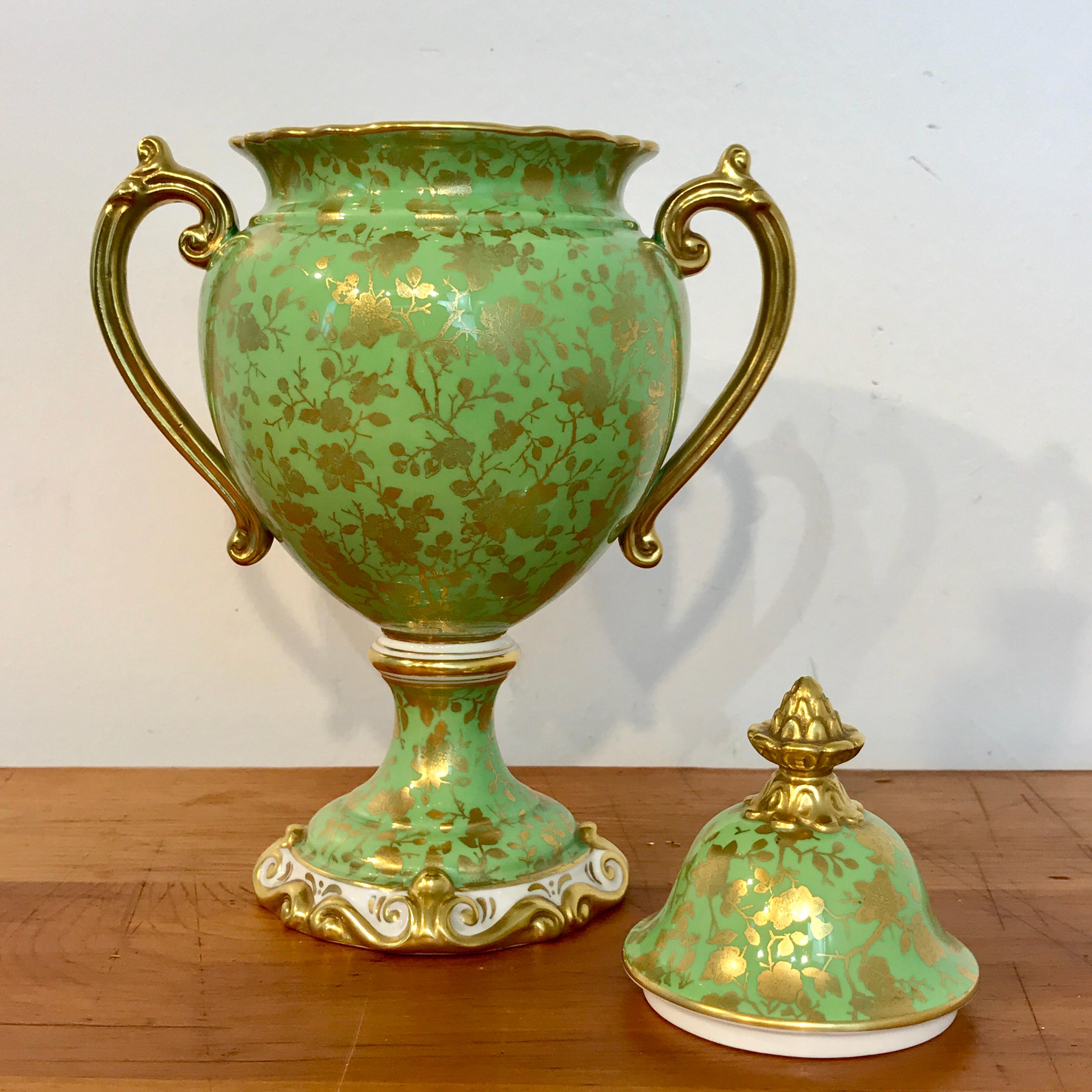 Coalport Covered Gilt Decorated Covered Urn 1