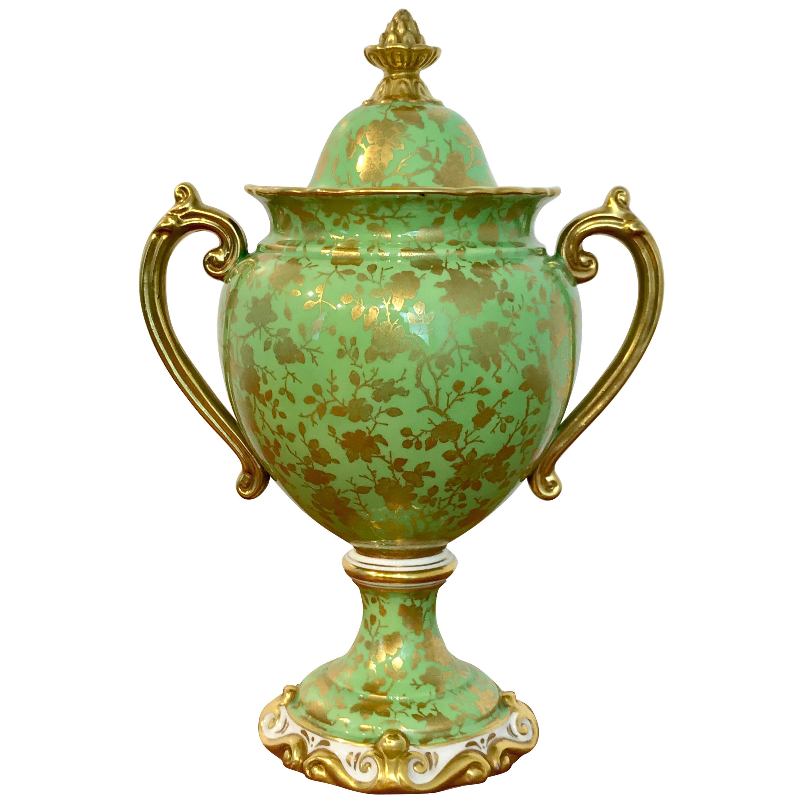 Coalport Covered Gilt Decorated Covered Urn
