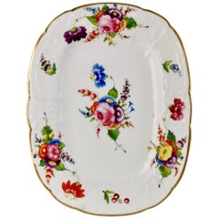 Antique Coalport Dessert Dish, Swansea Style Flowers and C-scroll Moulding, circa 1820