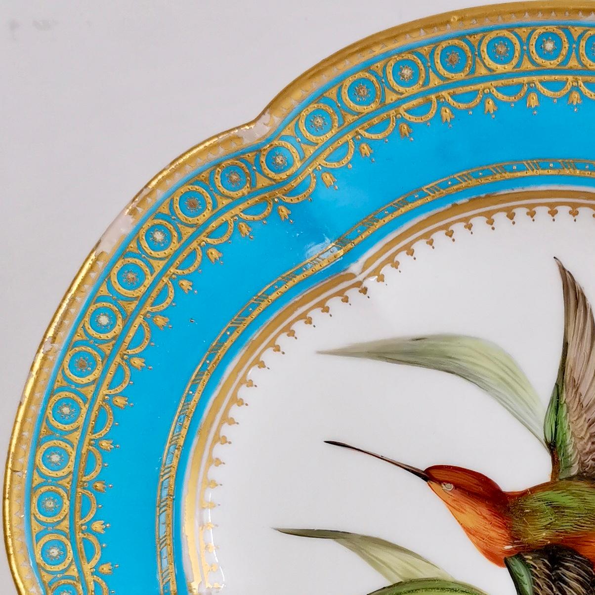 Porcelain Coalport Dessert Plate, Humming Bird by John Randall, circa 1870