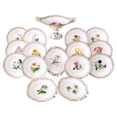 Antique Coalport Dessert Service, Floral Studies by Cecil Jones, circa 1820