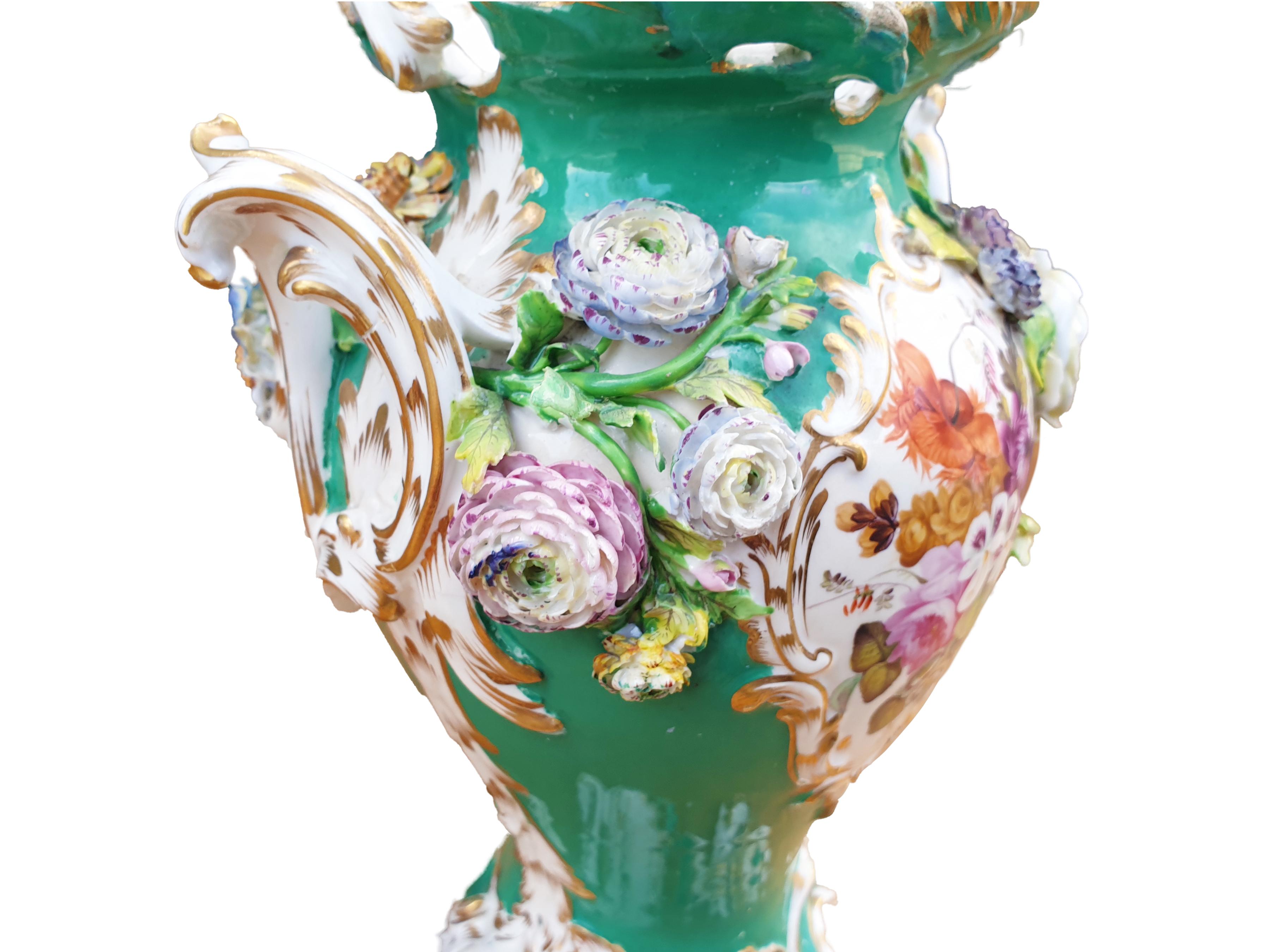 Coalport Encrusted Handpainted Two Handled Vase In Good Condition In London, GB