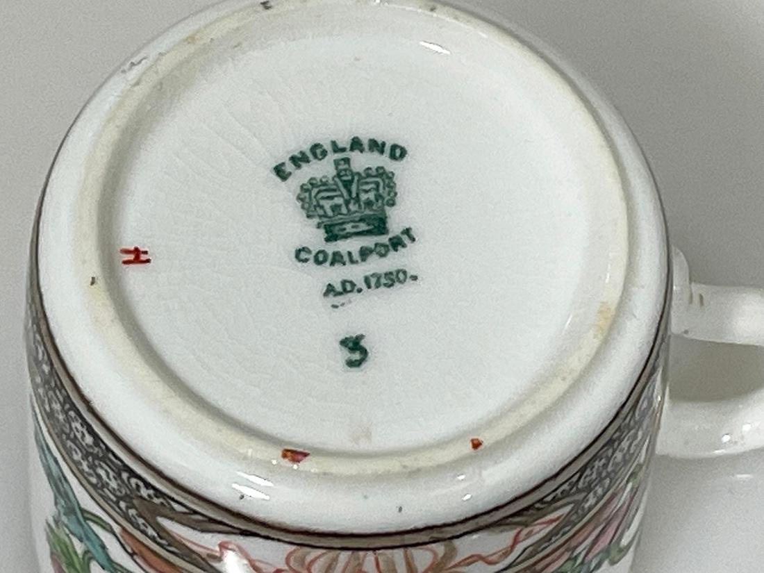 Porcellana Coalport Inghilterra Albero indiano otto tazze e piattini in porcellana, 1891-1900 in vendita