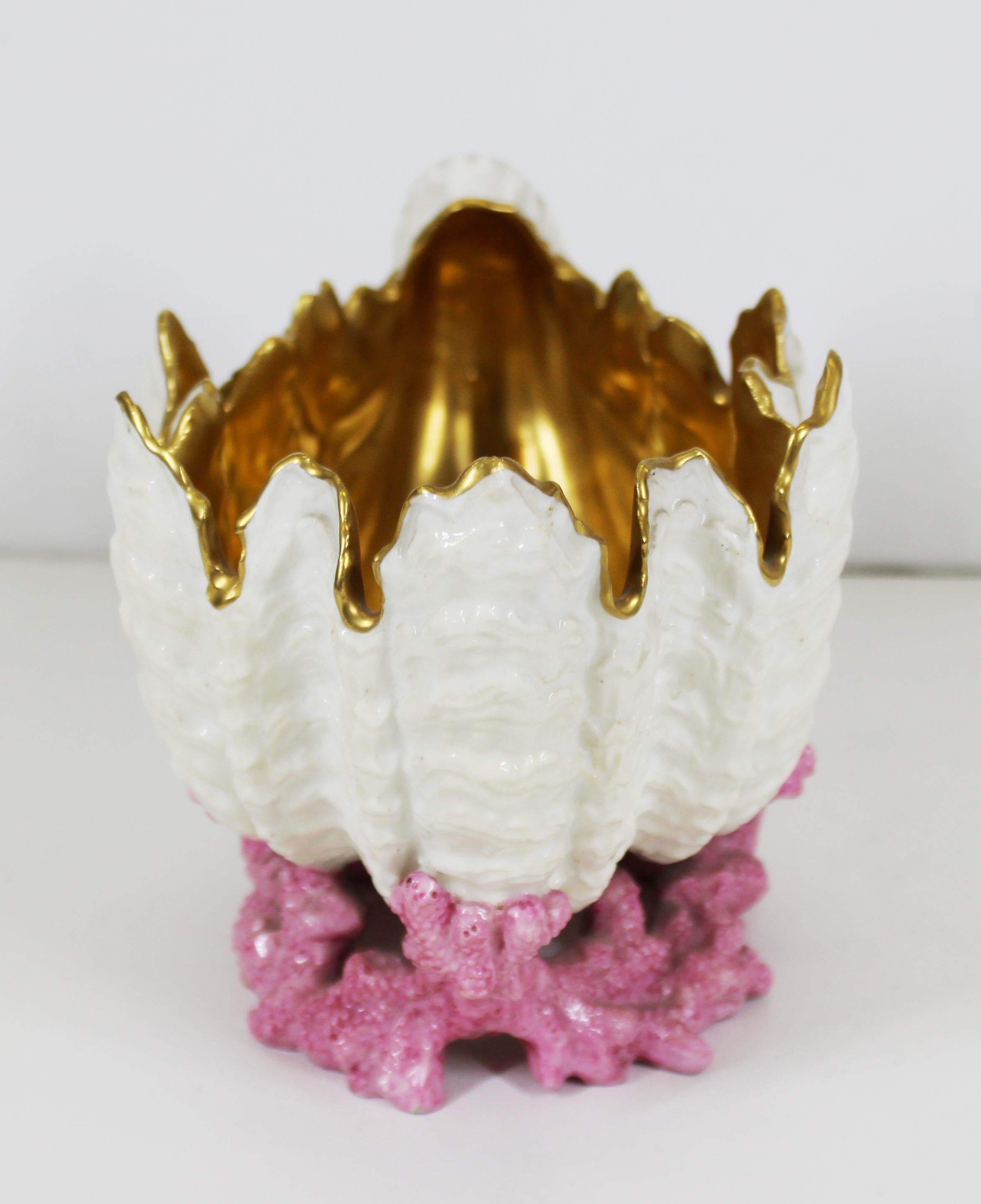 20th Century Coalport English Porcelain Nautilus Shell Bowl With Gilt Interior