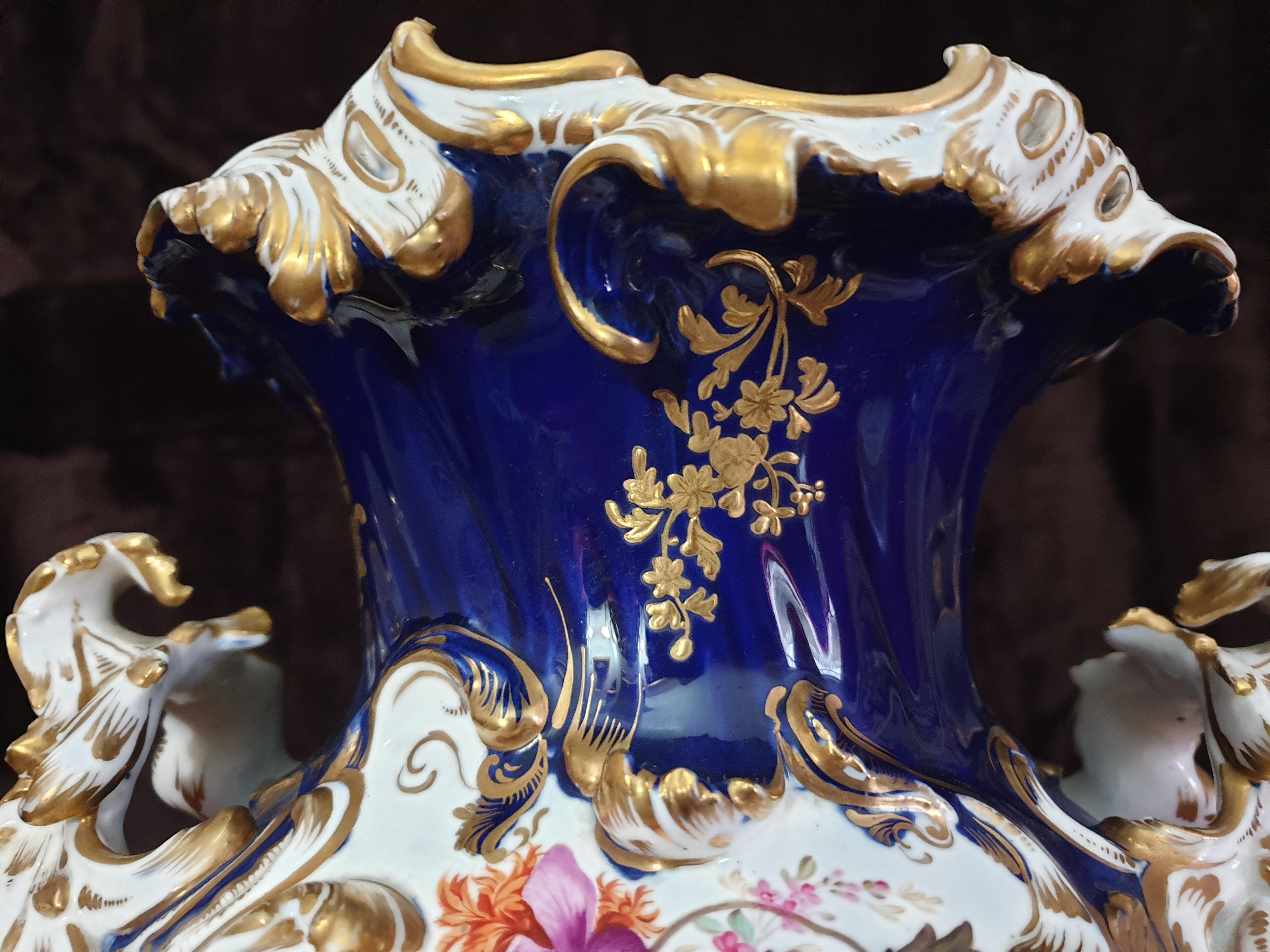 Coalport Cobalt Blue Hand Painted Exhibition Centre Piece Vase 19th Century 6
