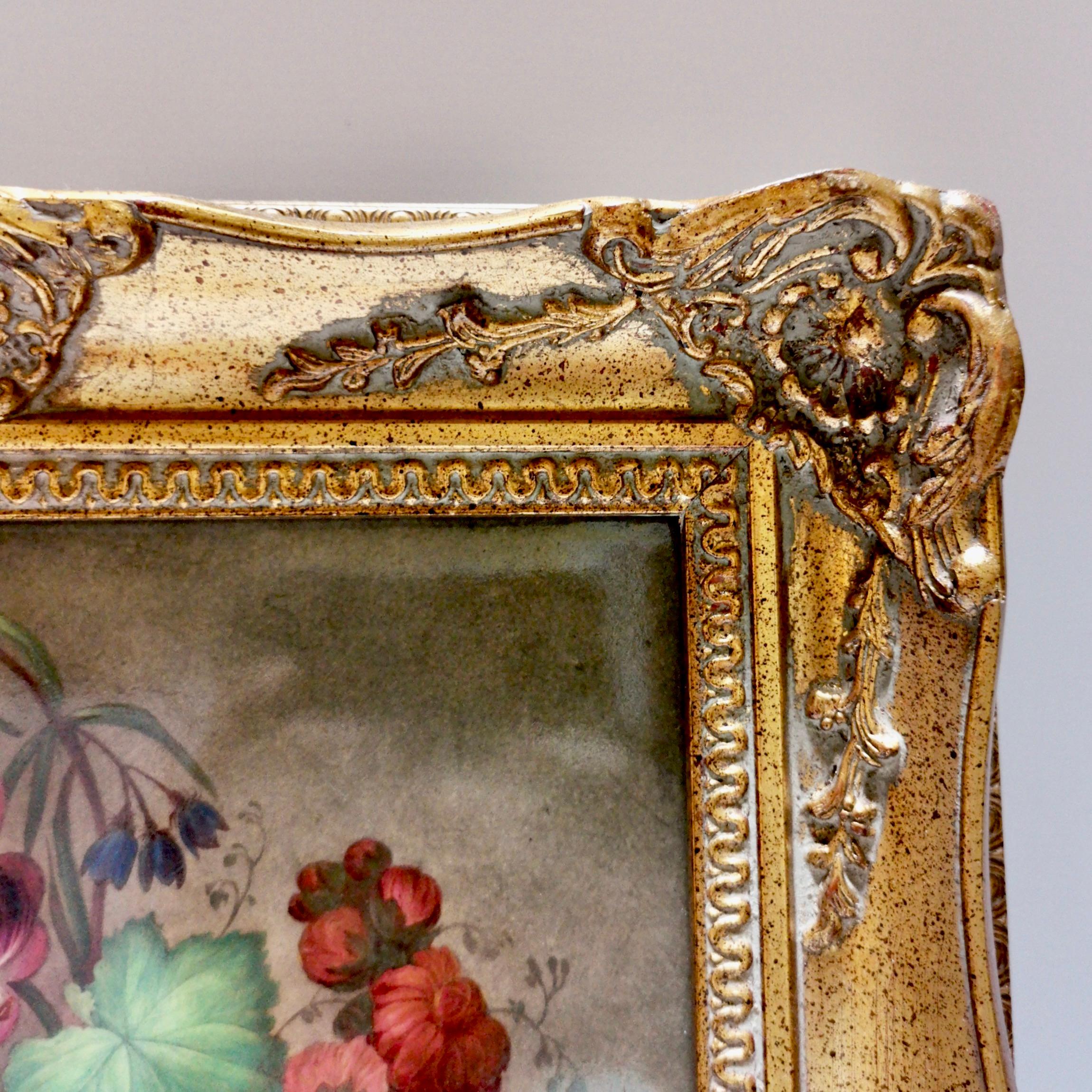 Coalport Framed Porcelain Plaque of Flower Bouquet, Victorian, circa 1840 3