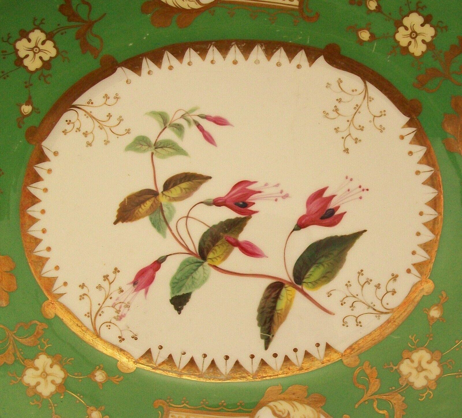 British COALPORT, 'Fuchsia', Antique Botanical Serving Platter, U.K., Circa 1830's For Sale