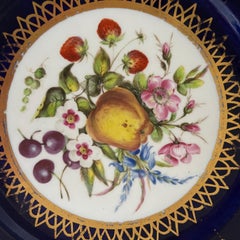 Coalport Hand Painted Porcelain Desert Plates of Fruit and Flowers, circa 1805