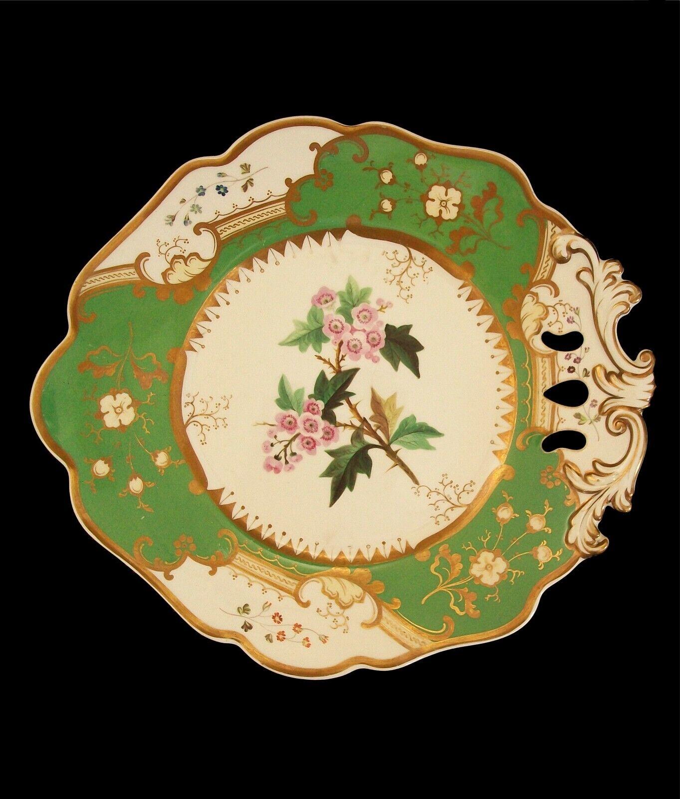 Victorian Coalport, 'Hawthorn', Antique Botanical Serving Platter, U.K., Circa 1830's For Sale