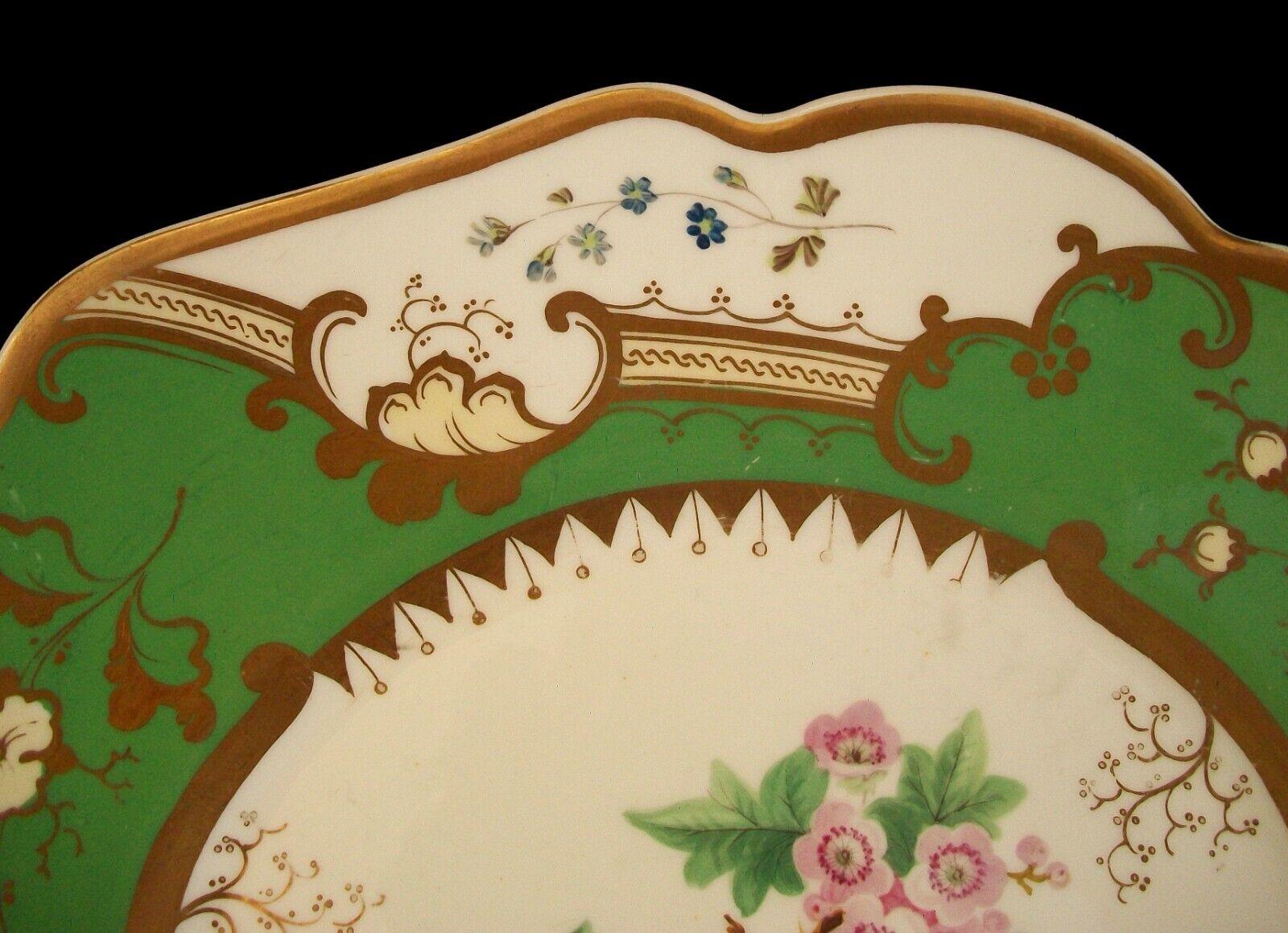 Coalport, 'Hawthorn', Antique Botanical Serving Platter, U.K., Circa 1830's In Good Condition For Sale In Chatham, ON