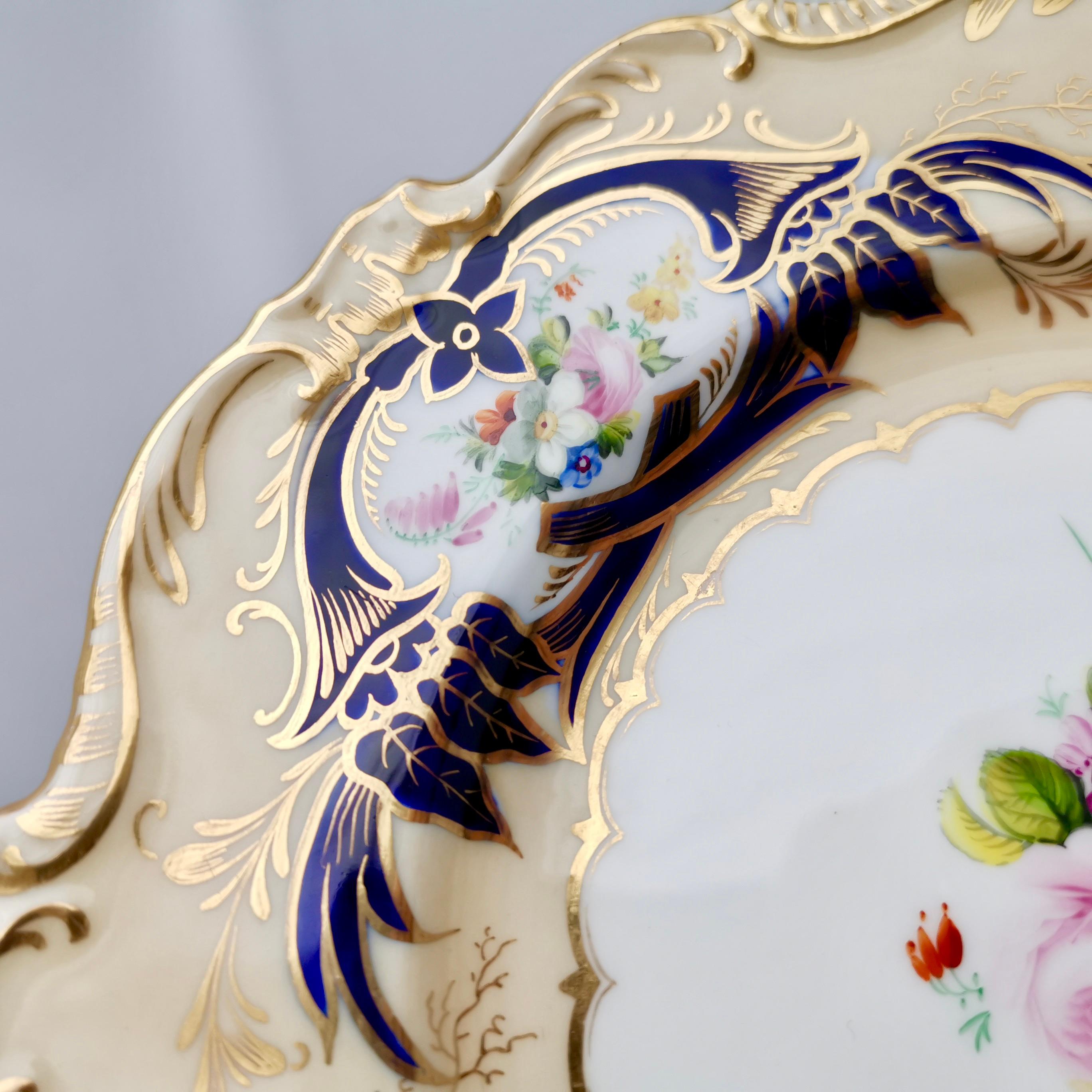 Coalport John Rose & Co Coalbrookdale Plate, Rlowers by Brindley, ca 1841 In Good Condition In London, GB