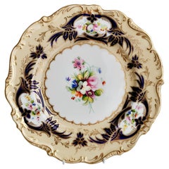 Coalport John Rose & Co Coalbrookdale Plate, Rlowers by Brindley, ca 1841