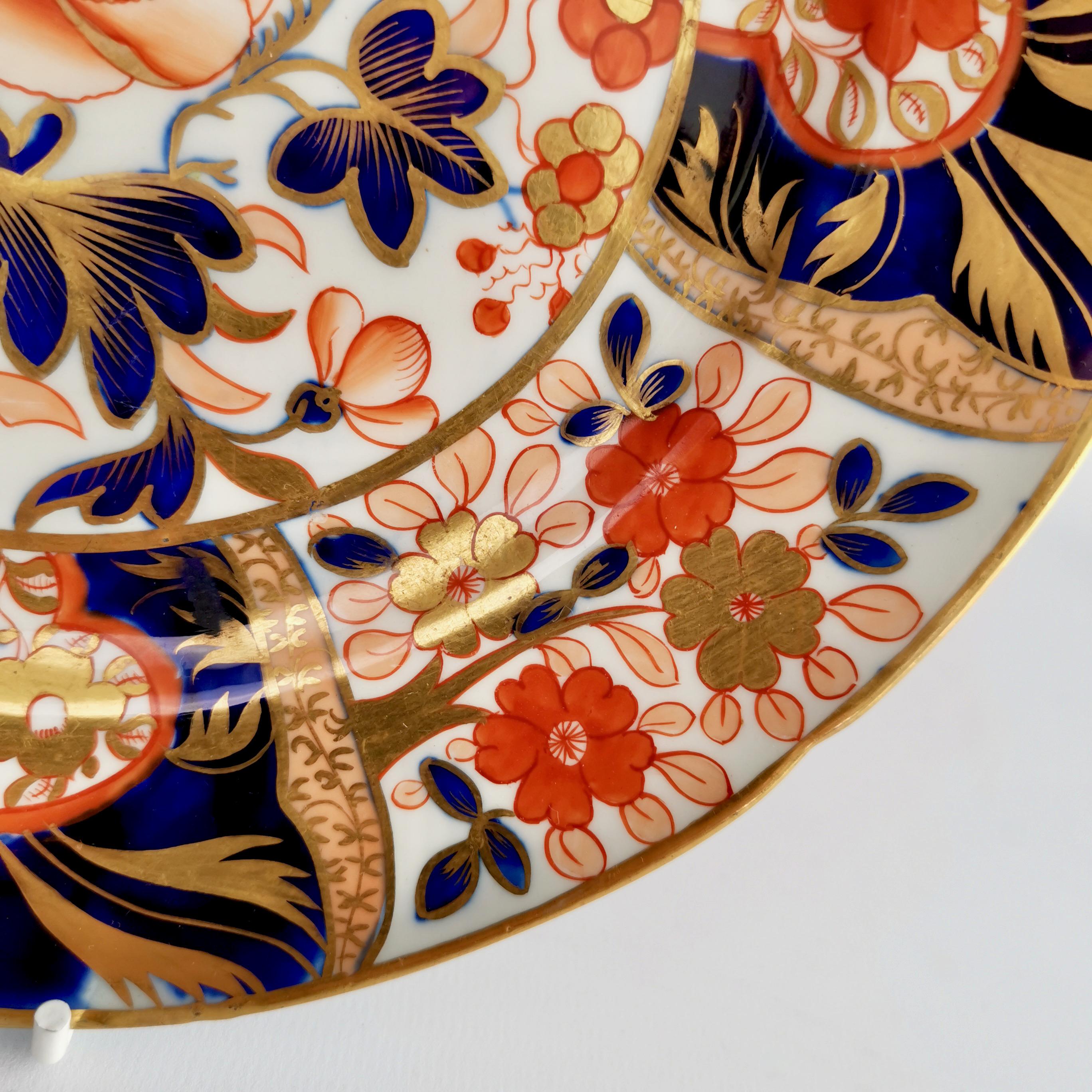 Porcelain Coalport John Rose Dessert Plate, Japan Pattern with Birds, Regency, ca 1805