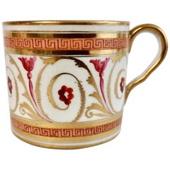 Antique Coalport John Rose Orphaned Coffee Can, Peach, Gilt and Pink Regency, circa 1810