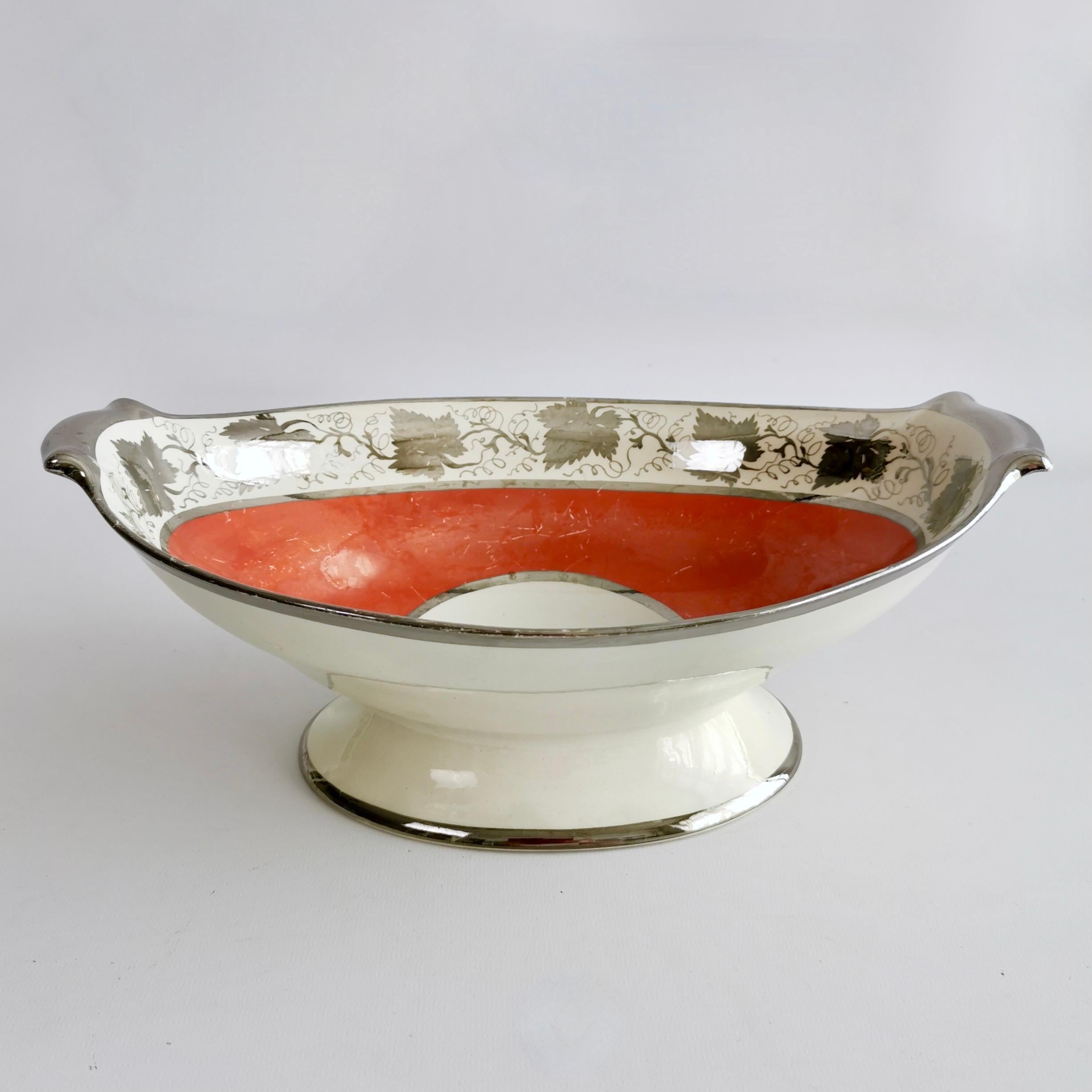 Perles Service à dessert en céramique perlée Coalport John Rose, orange avec vignes d'argent, vers 1800 en vente