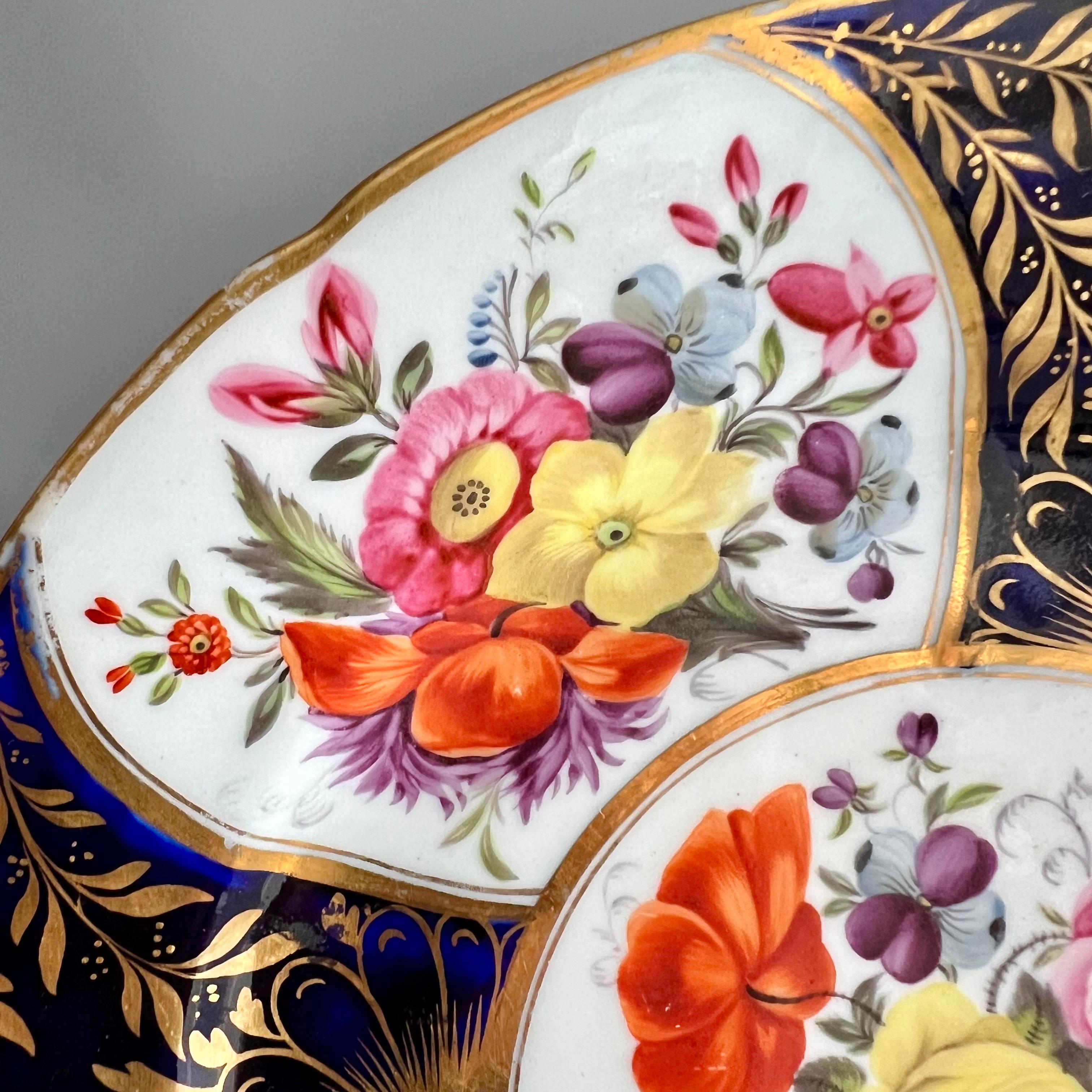Coalport John Rose Porcelain Plate, Cobalt Blue and Flowers, ca 1805 In Good Condition In London, GB