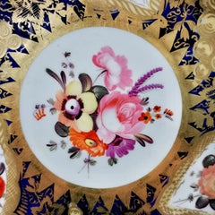 Coalport John Rose Porcelain Plate, Cobalt Blue, Flowers, Gilt Vines, 1805-1810