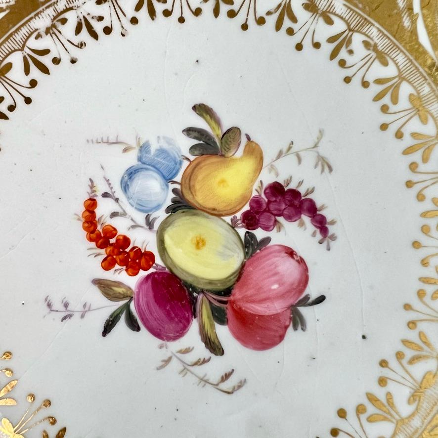 Early 19th Century Coalport John Rose Porcelain Plate, Cobalt Blue, Gilt, Flowers & Fruits, 1805-15 For Sale