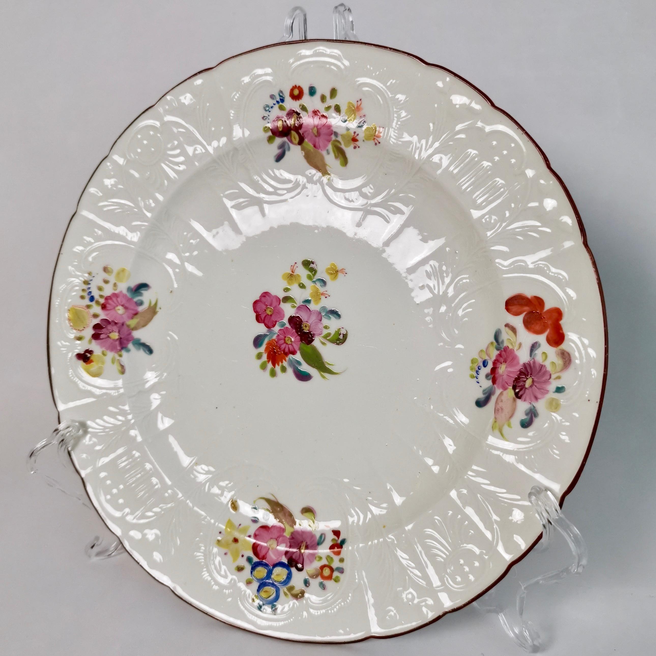Coalport John Rose Porcelain Plate, White Floral Dulong Blind-Moulded circa 1815 For Sale 1