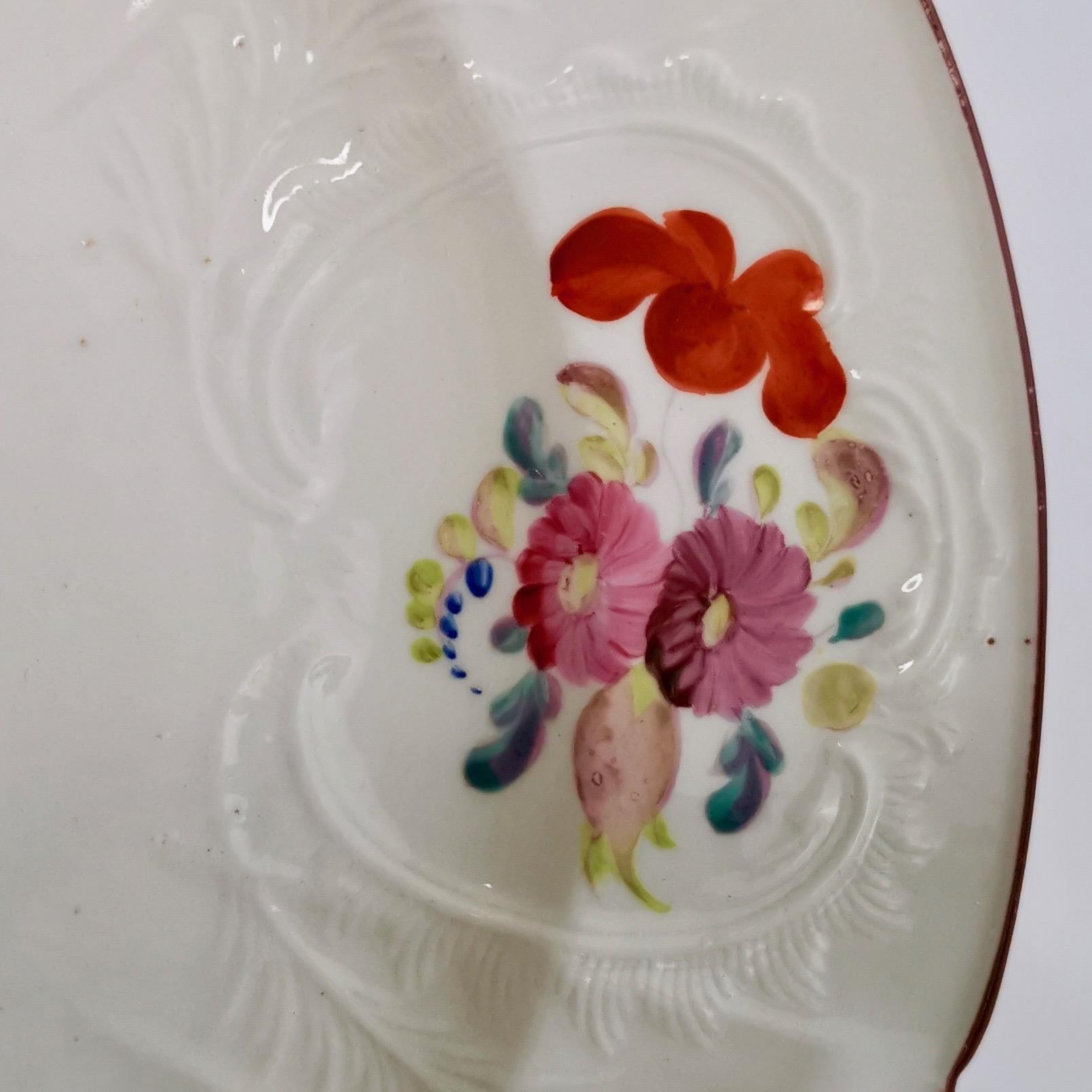 Regency Coalport John Rose Porcelain Plate, White Floral Dulong Blind-Moulded circa 1815 For Sale