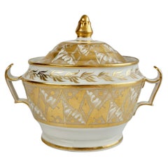 Sucrier en porcelaine de Coalport John Rose, acanthes néoclassiques dorées, vers 1815
