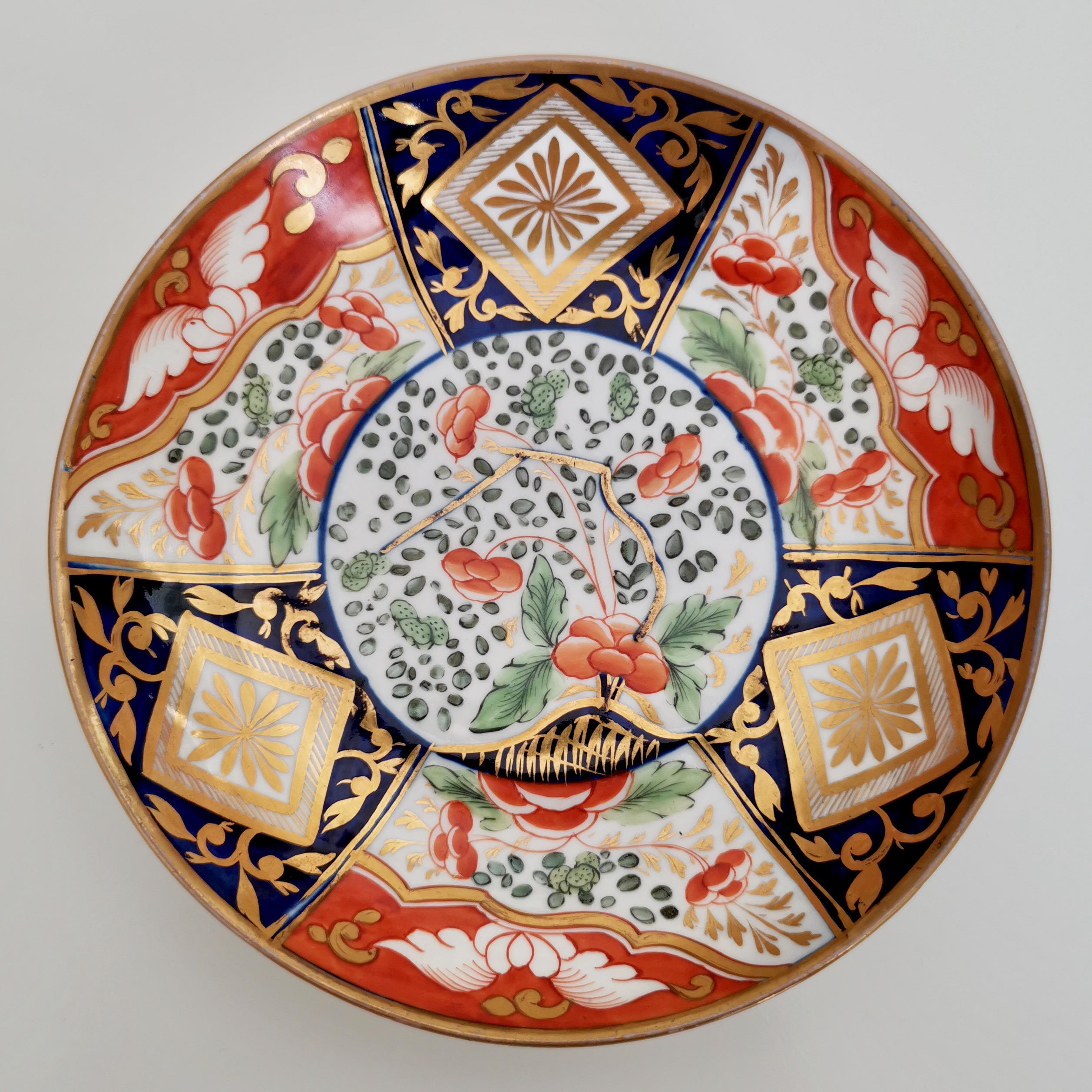 English Coalport John Rose Porcelain Teacup, Japan Imari Pattern, Regency ca 1805