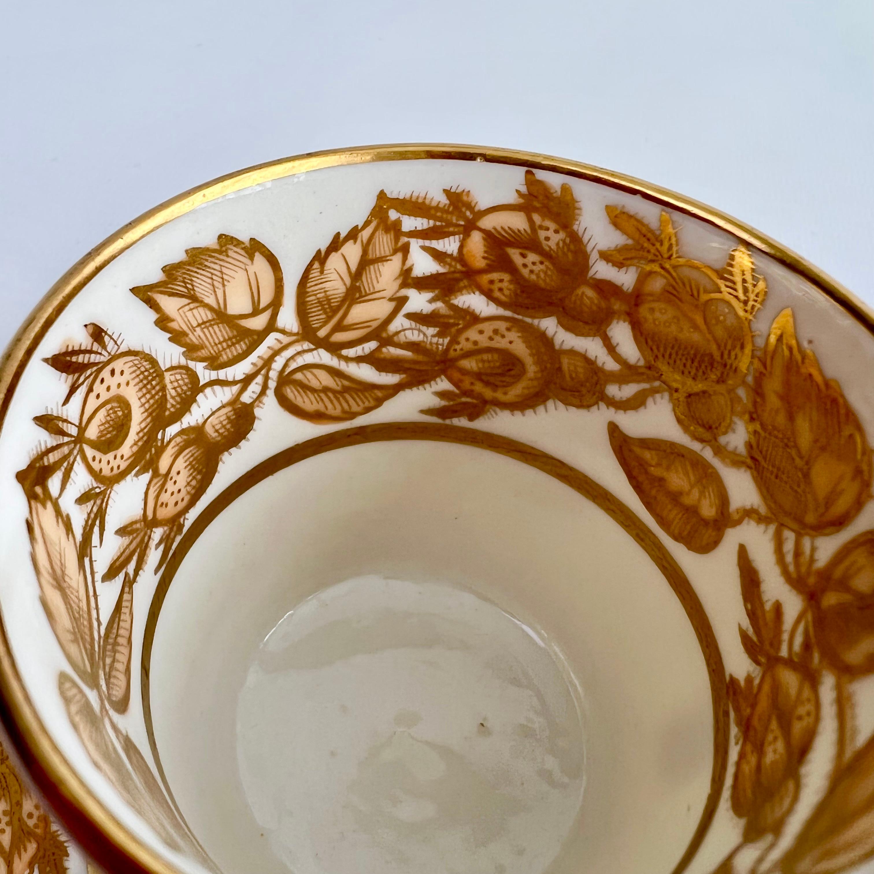 Coalport John Rose Teacup Trio, Gilt Briar Pattern on Bucket Shape, ca 1810 2