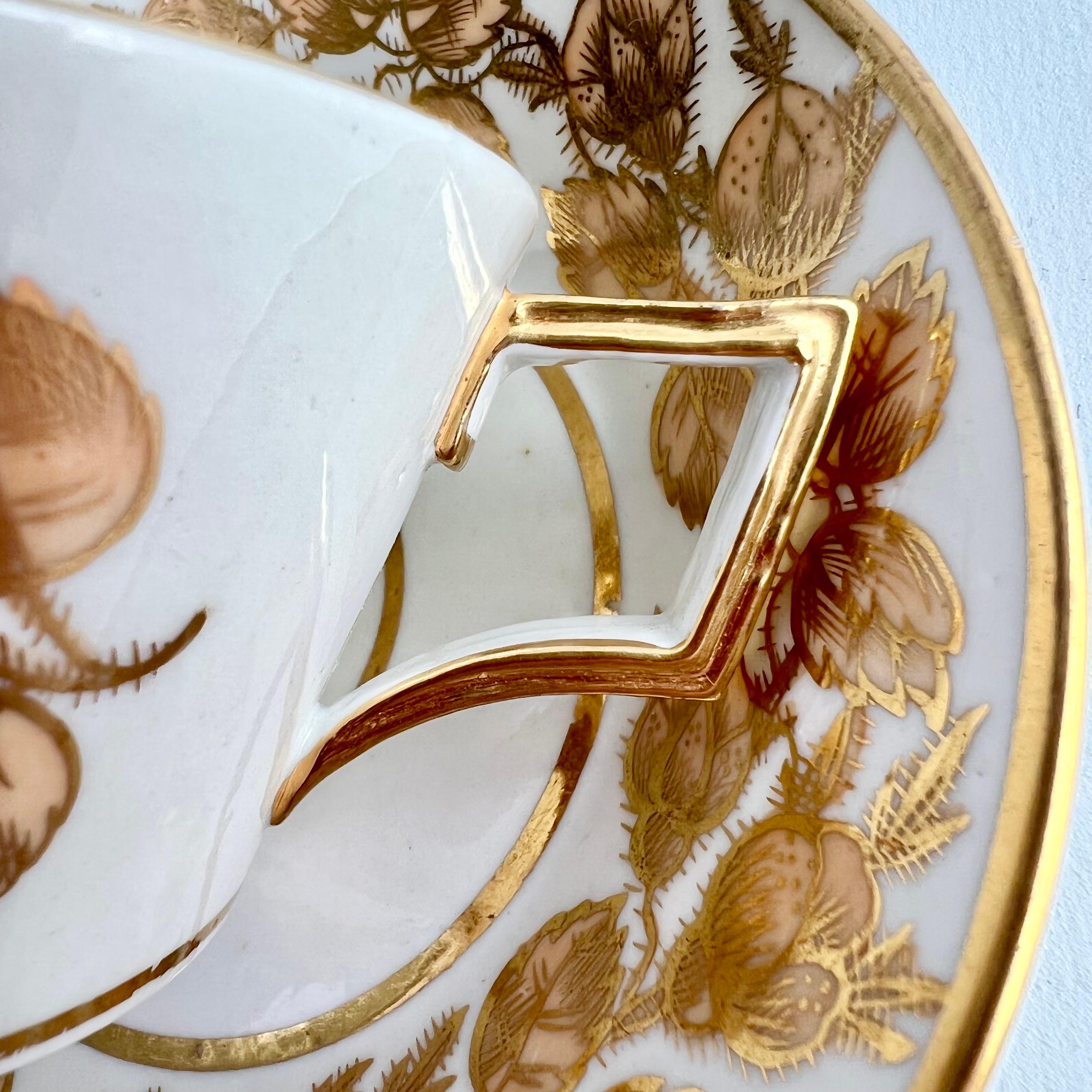 Coalport John Rose Teacup Trio, Gilt Briar Pattern on Bucket Shape, ca 1810 7