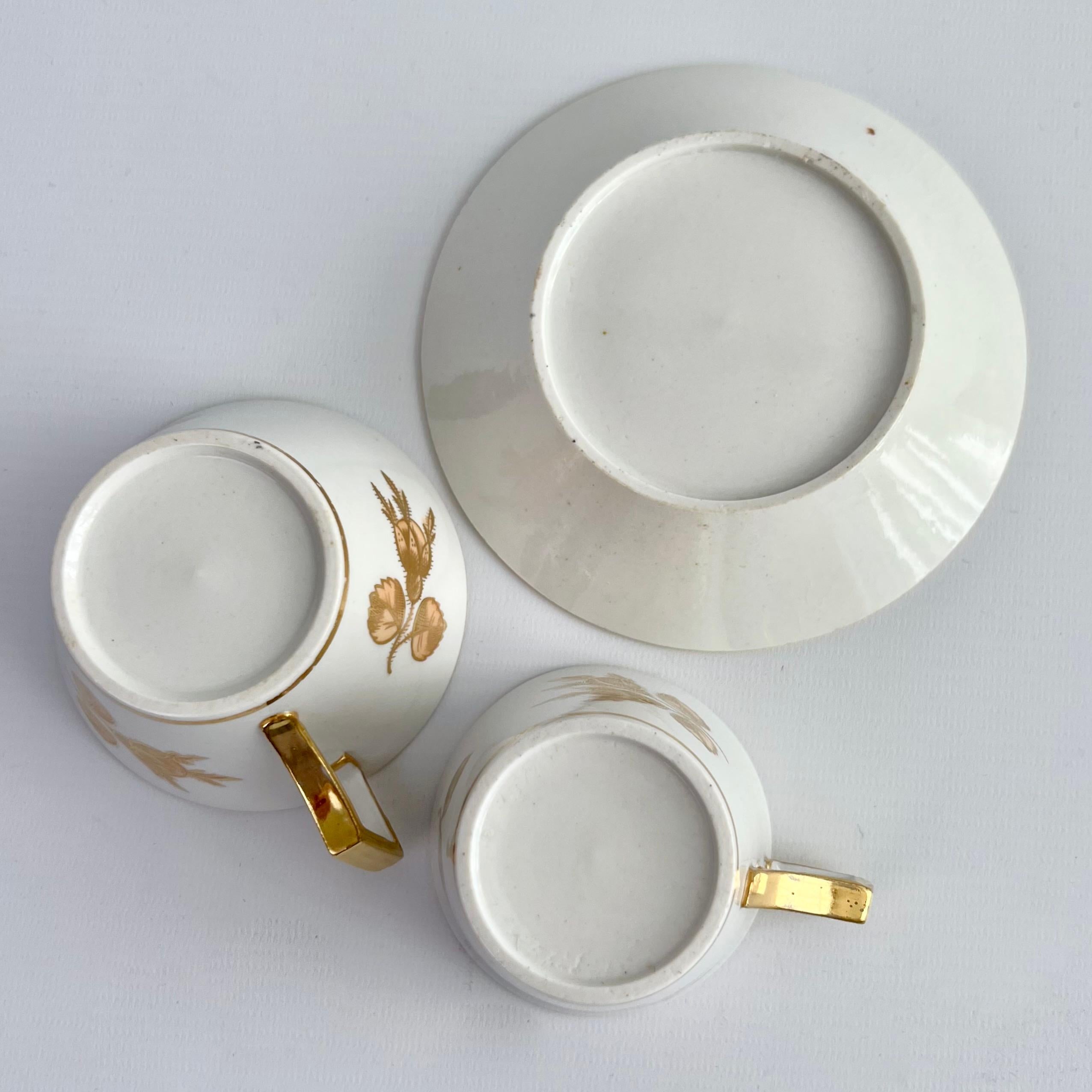 Coalport John Rose Teacup Trio, Gilt Briar Pattern on Bucket Shape, ca 1810 10