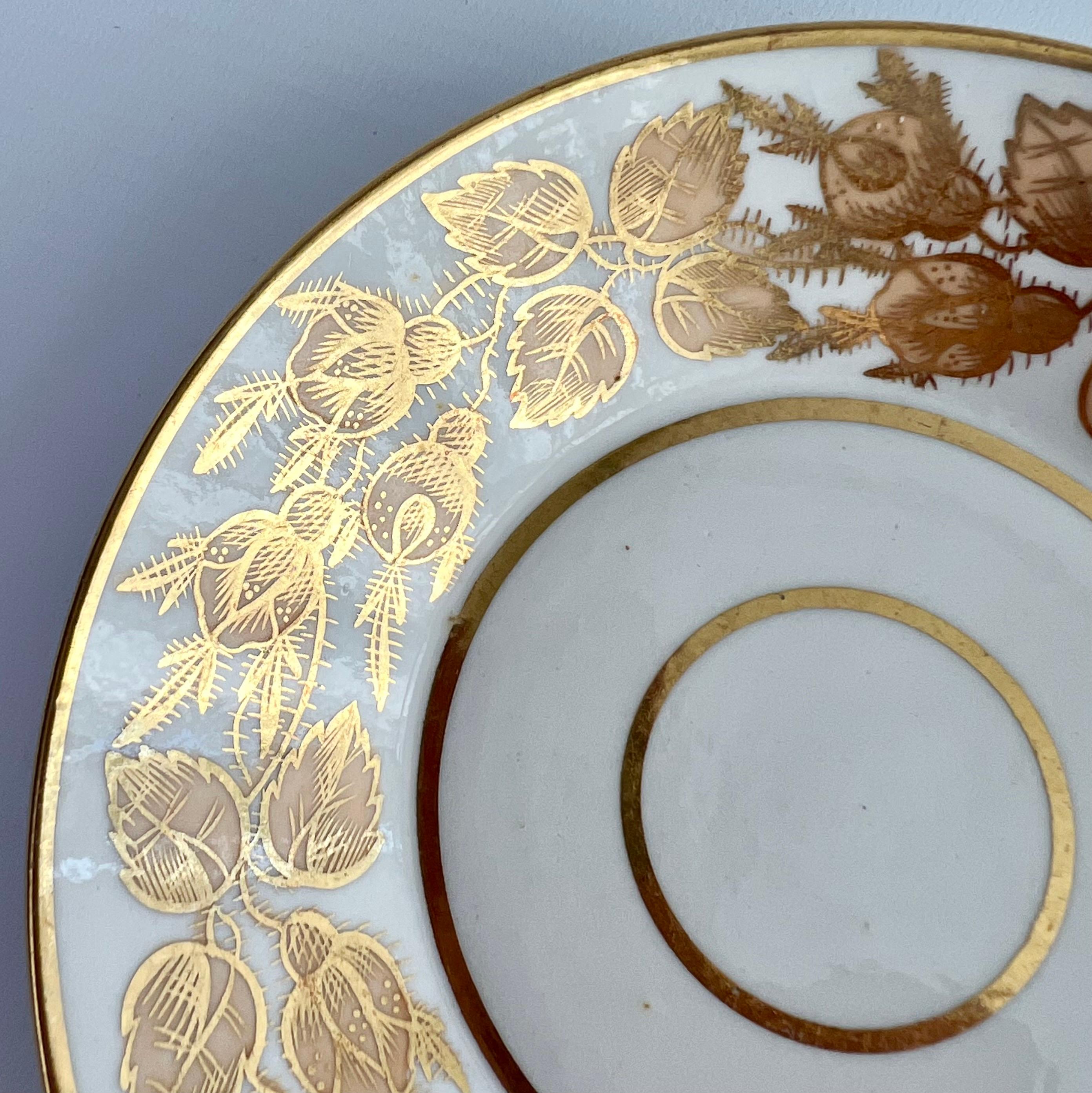 Coalport John Rose Teacup Trio, Gilt Briar Pattern on Bucket Shape, ca 1810 1
