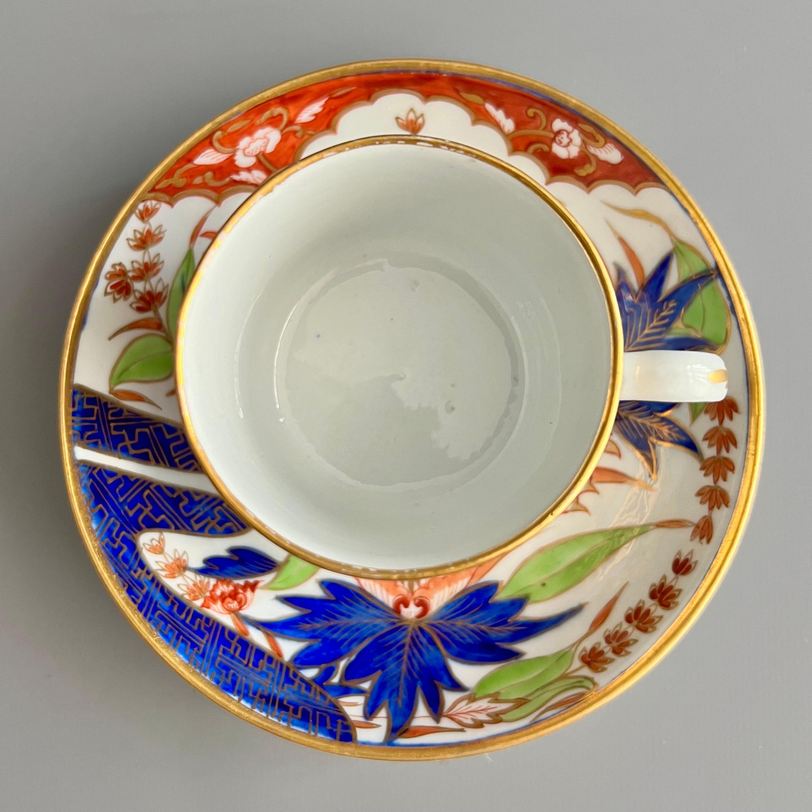 Porcelain Coalport John Rose Teacup Trio, Imari, Finger and Thumb Pattern 376, 1803-1807