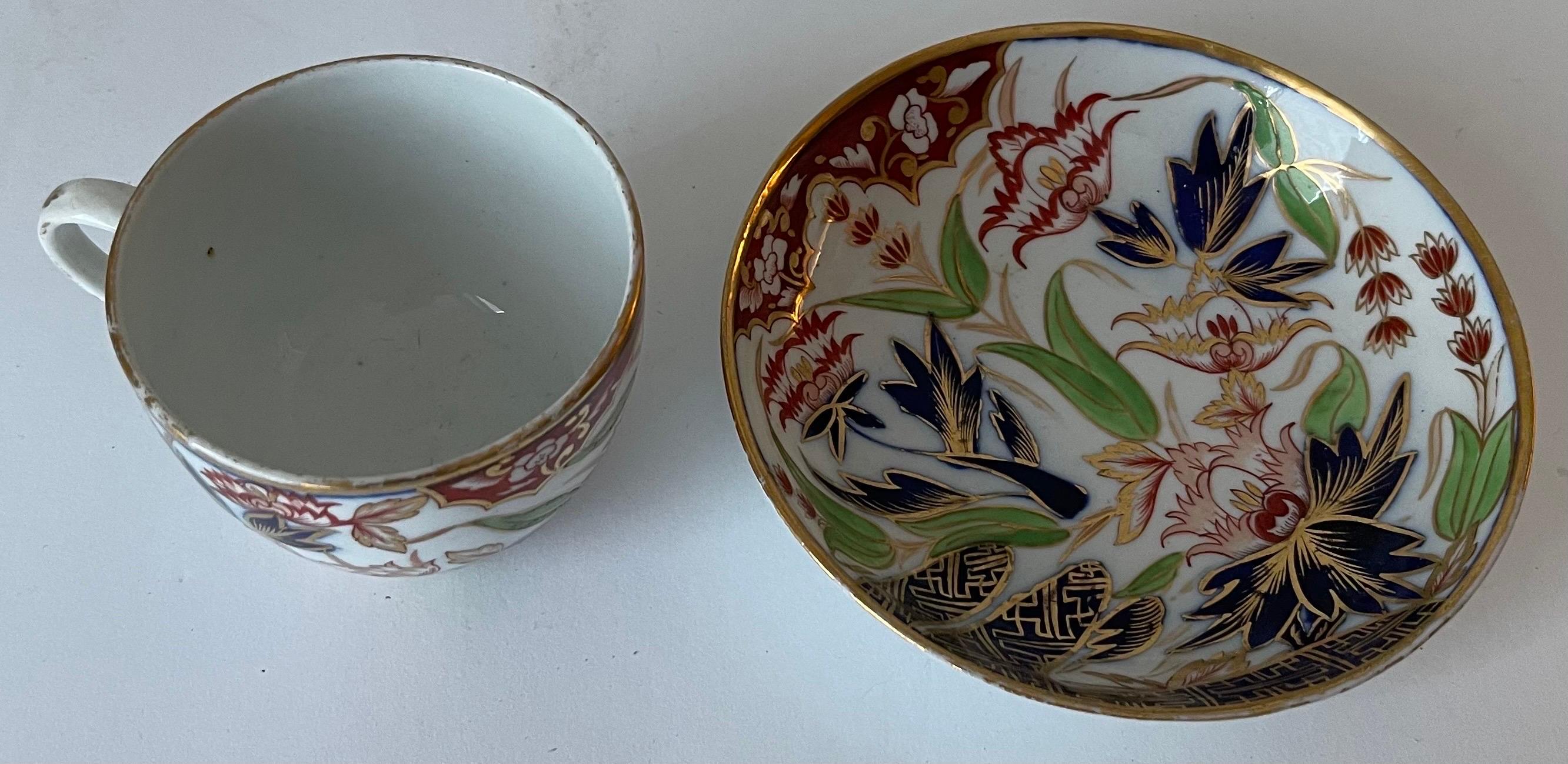 Hand-Painted Coalport John Rose Thumb and Finger Pattern Teacup & Saucer For Sale