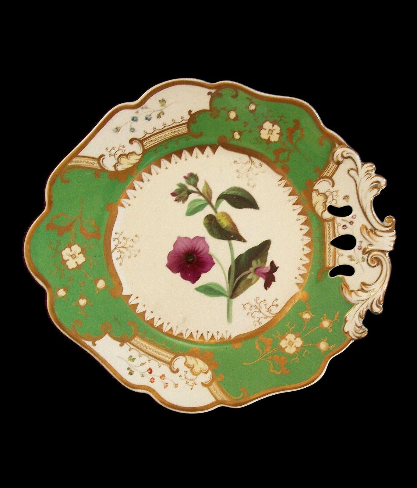 Victorian Coalport, 'Lungwort', Antique Botanical Serving Platter, U.K., circa 1830's For Sale