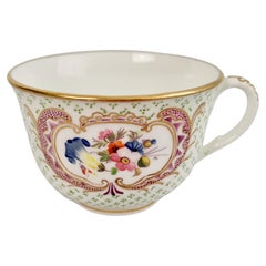 Coalport Orphaned Teacup, Green Dots with Flowers, Regency ca 1820