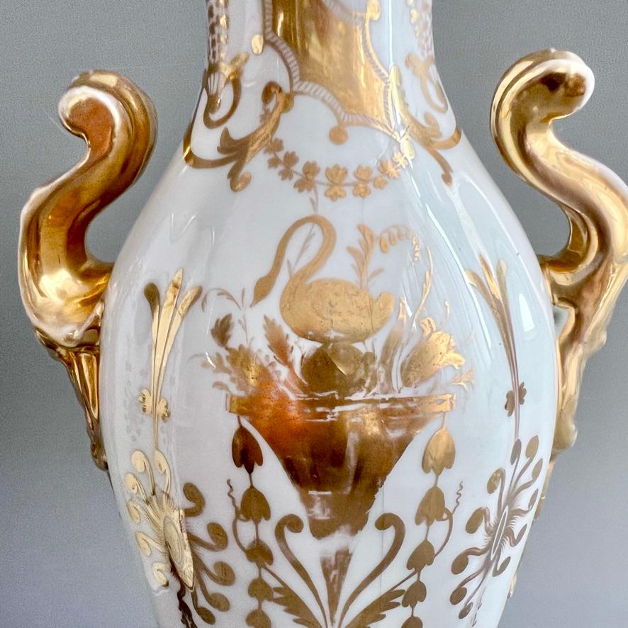 Coalport Pair of Vases, Persian Revival Gilt with Puce Floral Reserves, ca 1845 For Sale 6
