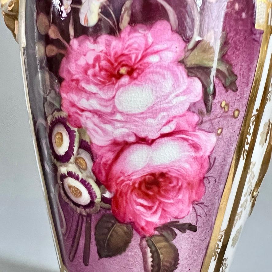 Coalport Pair of Vases, Persian Revival Gilt with Puce Floral Reserves, ca 1845 For Sale 1