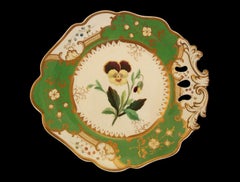 Coalport, « Pansy », plateau de service botanique ancien, Royaume-Uni, vers 1830
