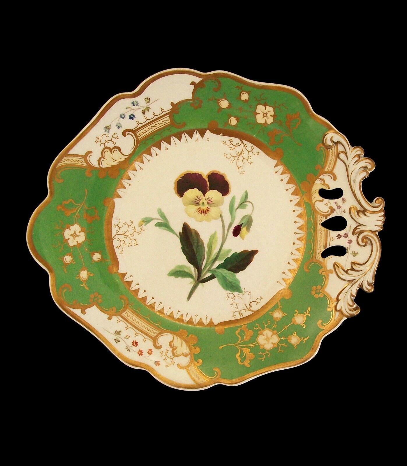 Victorian Coalport, 'Pansy', Antique Botanical Serving Platter, U.K., circa 1830's For Sale