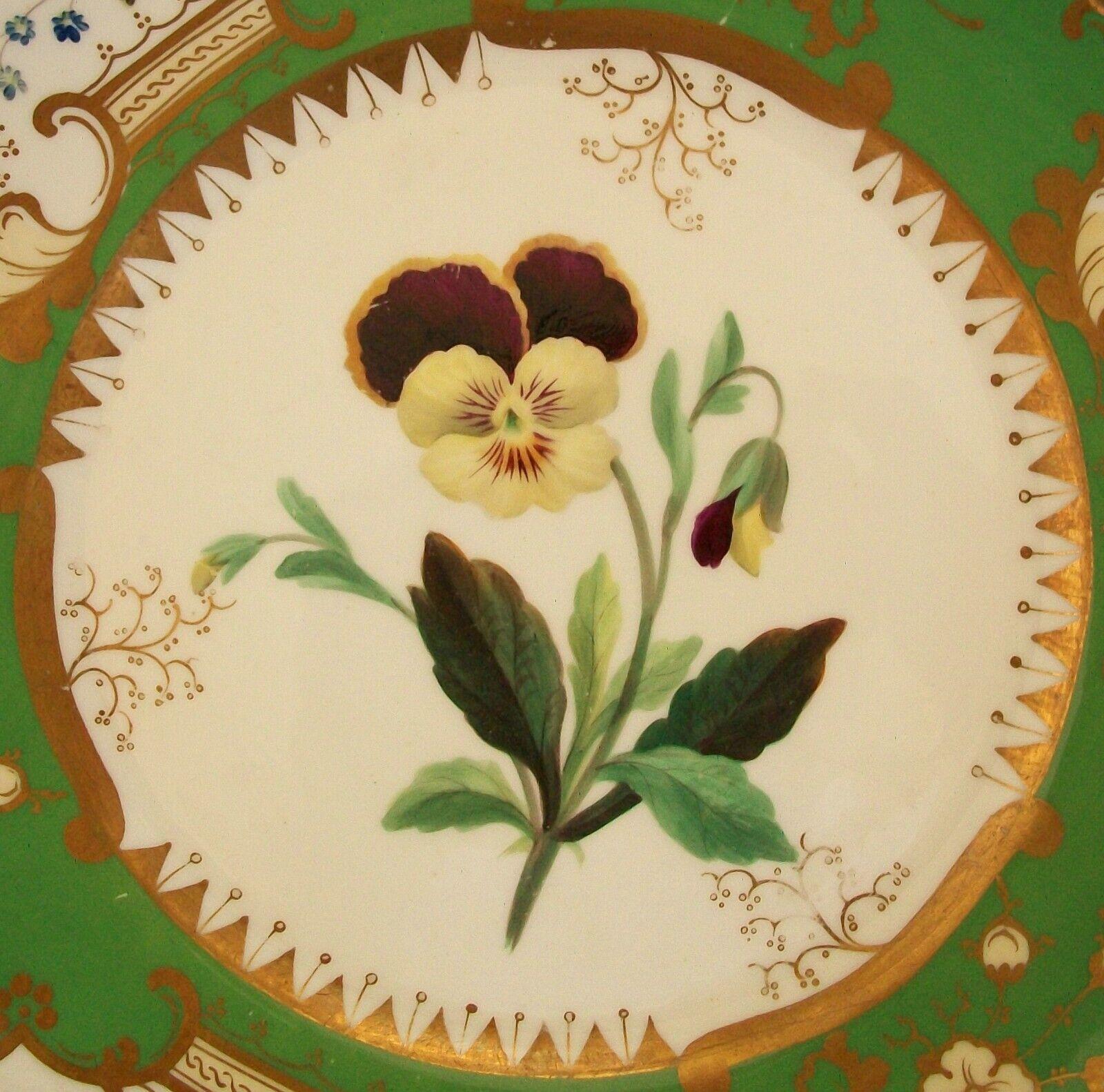 British Coalport, 'Pansy', Antique Botanical Serving Platter, U.K., circa 1830's For Sale