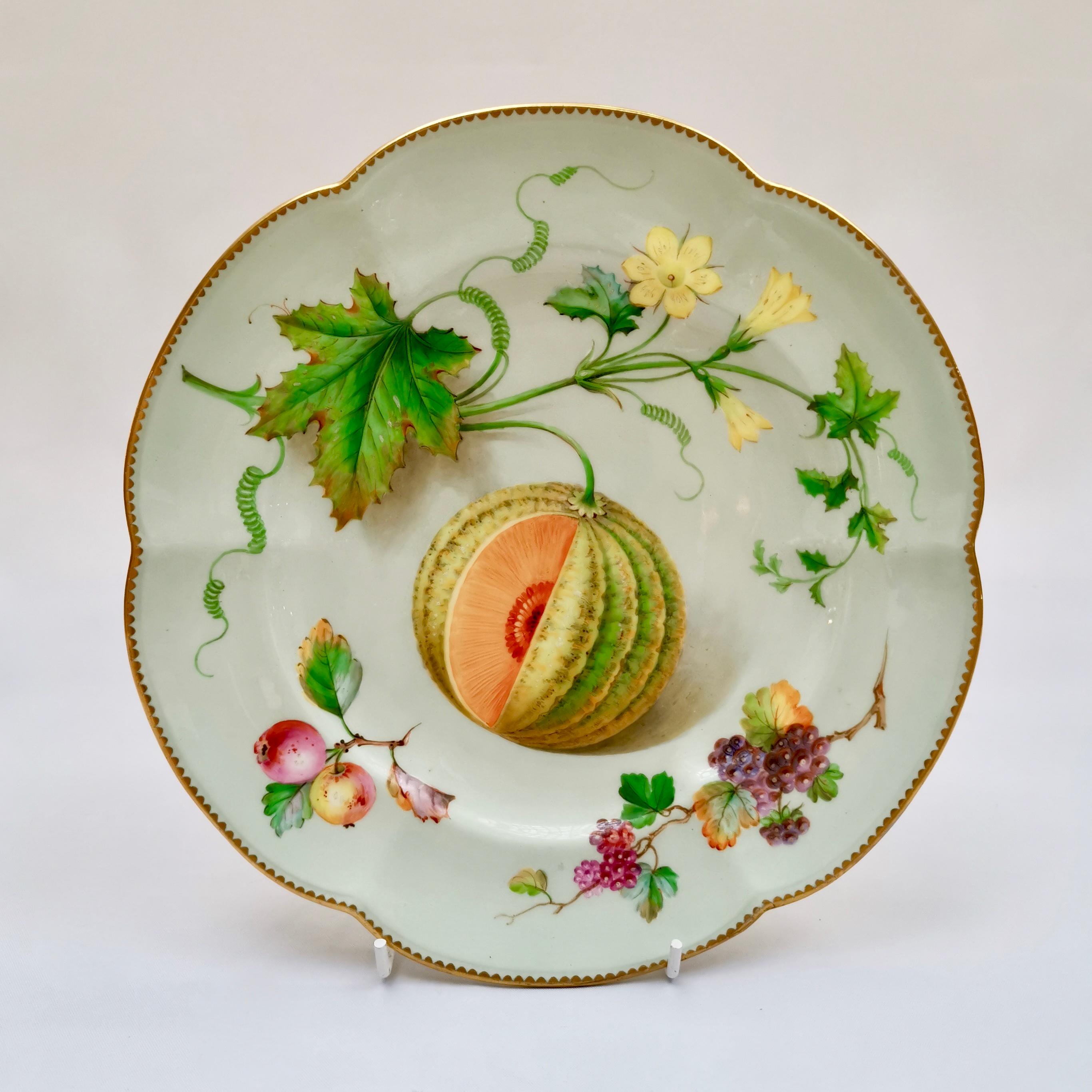 Victorian Coalport Part Dessert Service, Fruit Paintings, 1850-1865