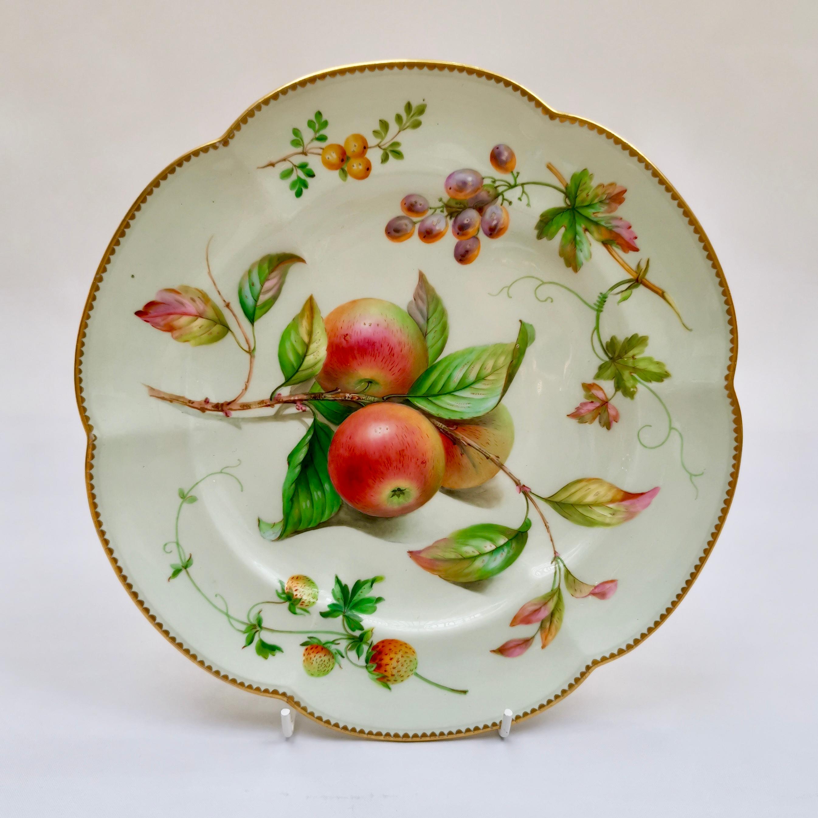 English Coalport Part Dessert Service, Fruit Paintings, 1850-1865