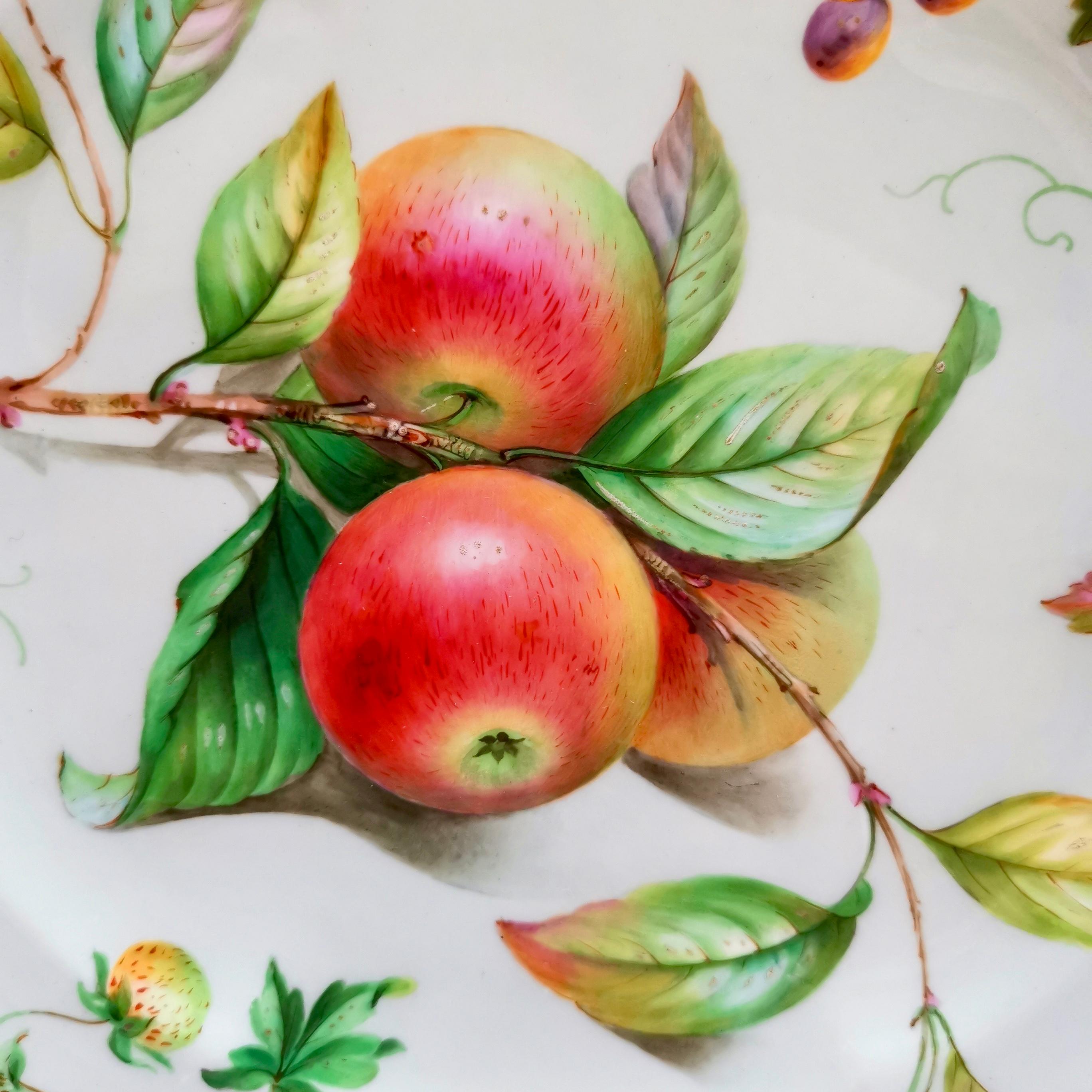 Porcelain Coalport Part Dessert Service, Fruit Paintings, 1850-1865