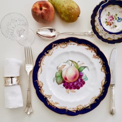 Coalport Plate, Cobalt Blue and Fruits by Jabey Aston, circa 1870