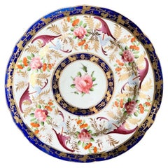 Coalport Plate, Cobalt Blue, Gilt and Flowers Neoclassical Style, 1815-1820 (1)