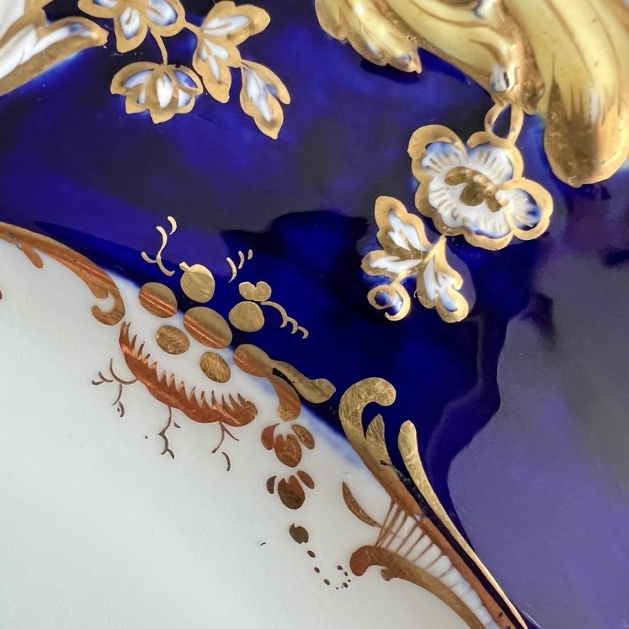 Plato Coalport, azul cobalto con prímula púrpura de Stephen Lawrance, 1840 en venta 2