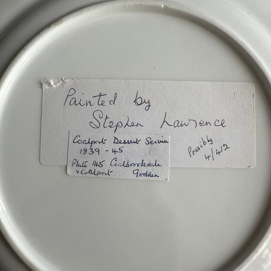 Plato Coalport, azul cobalto con prímula púrpura de Stephen Lawrance, 1840 en venta 6