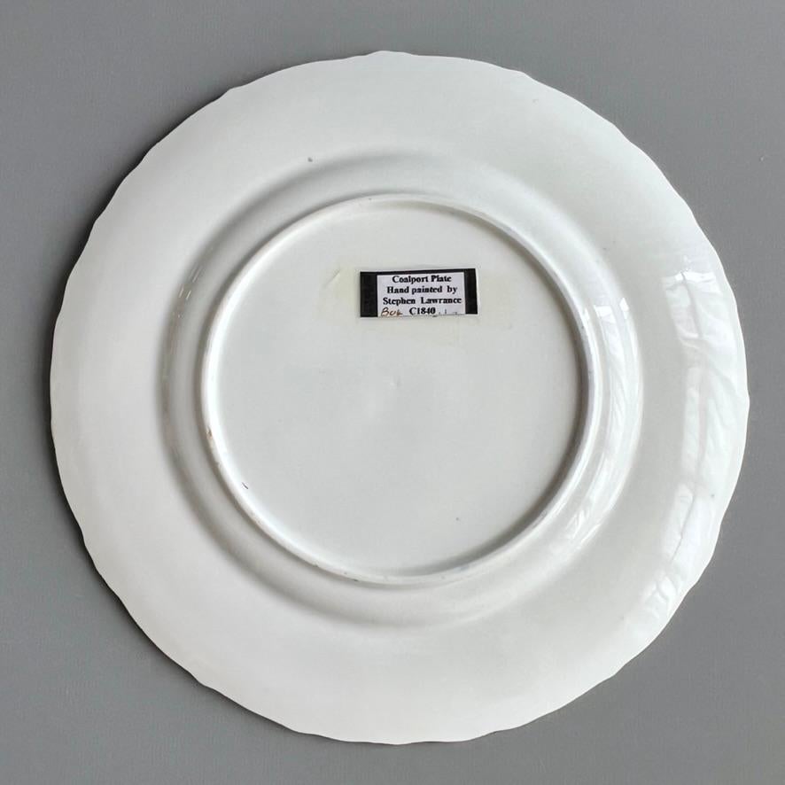 Plato Coalport, azul cobalto con ranúnculos amarillos de Stephen Lawrance, 1840 en venta 3