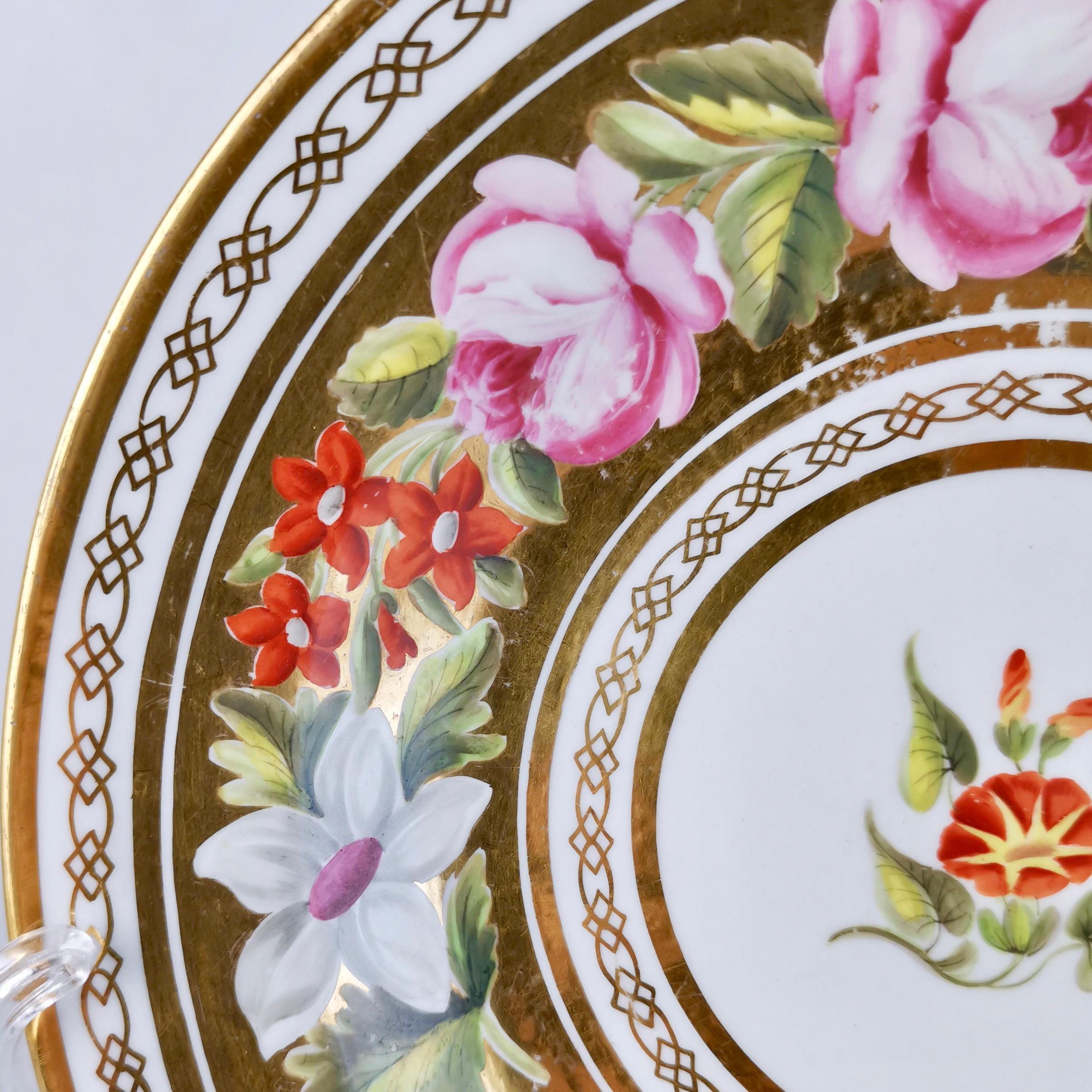 This is a beautiful and very rare deep plate made by Coalport in circa 1820. It is in a simple shape and painted in the 