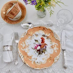 Coalport Plate, Pierced Rim, Hand Painted Flowers, Rococo Revival, circa 1835